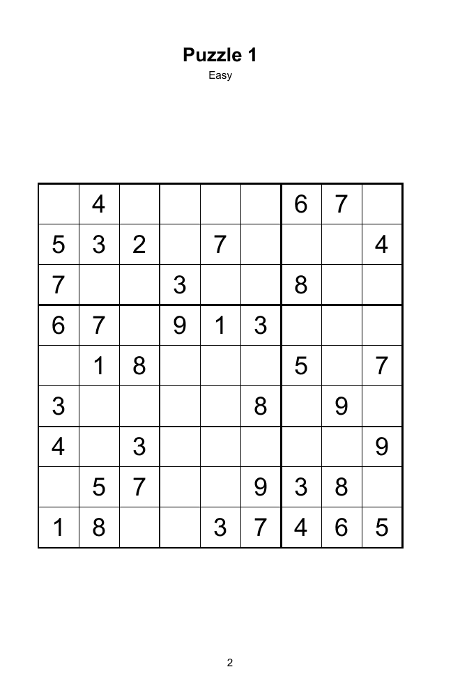 A generated sudoku page